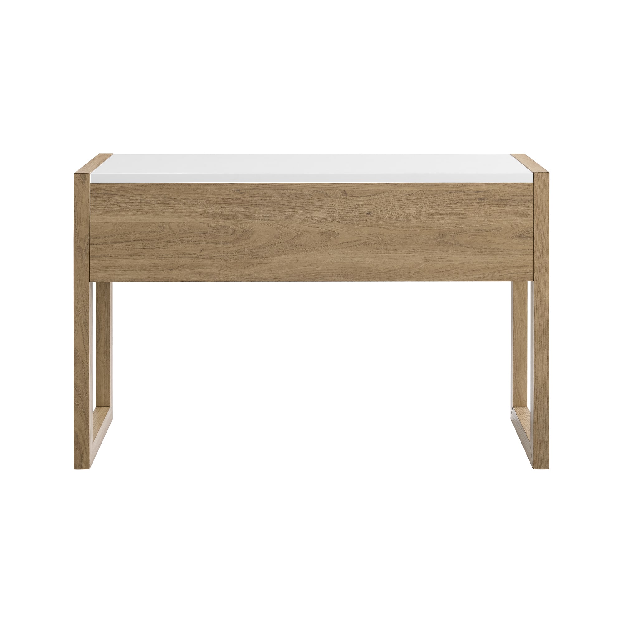 Walker Edison 46" English Oak/Solid White Fluted Drawer Writing Desk